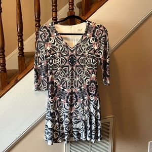 Eliza J Paisley Print Mini Dress 3/4 Sleeve